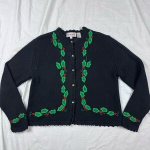 Bechamel Christmas Sweater Cardigan Embroidered Beaded Size S